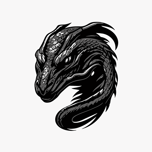 simple, mascot iconic logo of snake head black vector, on white background