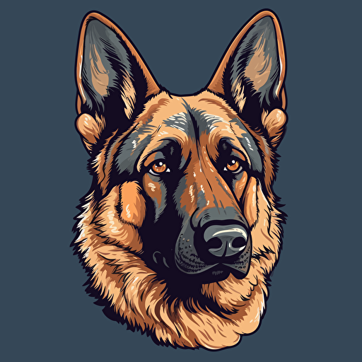 3 flat colors vector image of a German Shepard head