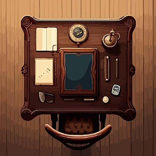 a empty wooden desk from the 1800s viewed from the top, it must have no clutter. Vector art style.