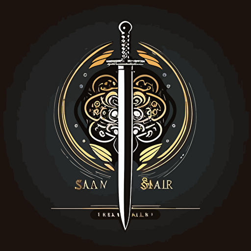 simple vector illustration of samurai katana sword, simple, logo