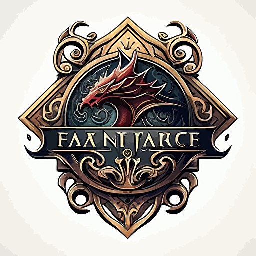 logo for a fantasy table top games, vector, plain white background, art noveau