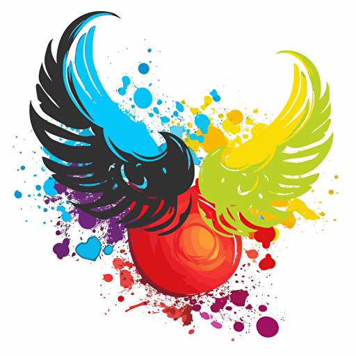 ogo, vector, wings at a chatbox bubble flying with azzas writting inside, with this colors #002e5e, #b0b91b, #fdb814