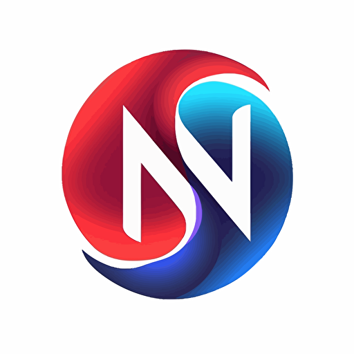 logo with the letter N above and the letter G below the letter N, using 2 colors red and blue , vector art