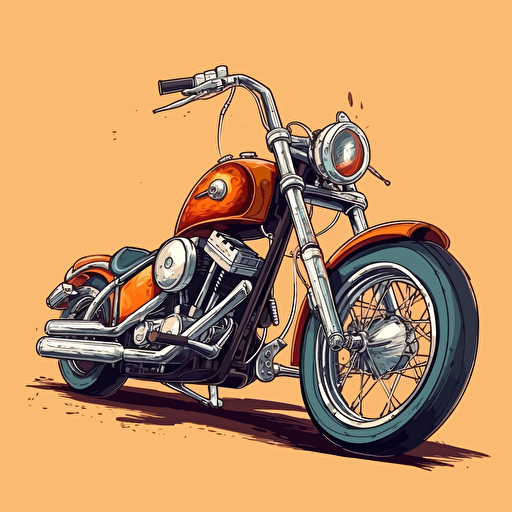 chopper motorcycle, vector art, cartoon