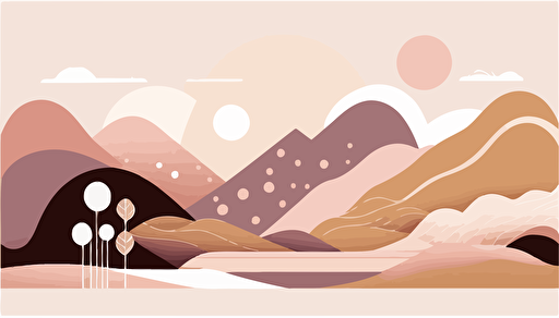 dusty pink and beige abstract landscape art, Minimalist, vector, contour