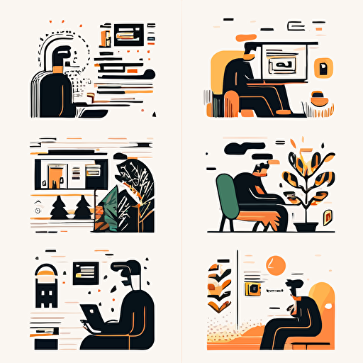 a set of minimal vector illustrations related to web design services