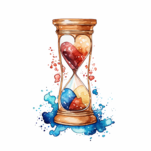 watercolor vector illustration boho hourglass showing love sticker white background