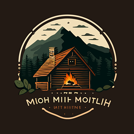 a logo for a cabin making woodworker in New Hampshire with a campfire called North of the Notch, minimal, flat, simple, vector