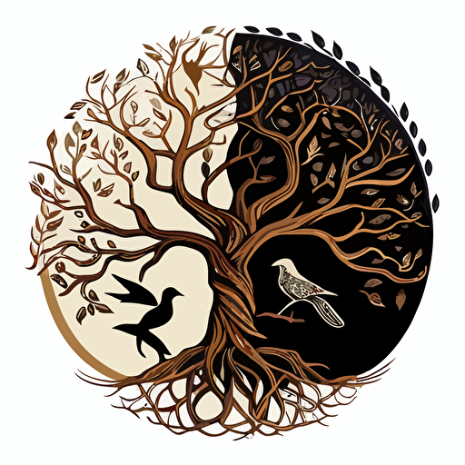 symbol of unity morphed with the tree of life, vector image, transparent background.