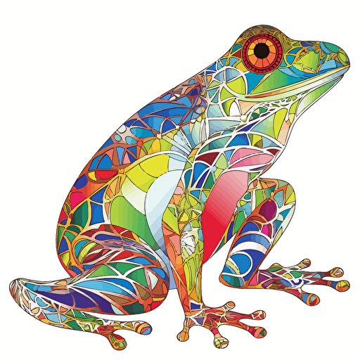 frog and Un-frog-ettable, Cheerful, Saturated Colors, Geometric, contour, vector, white background, detailed
