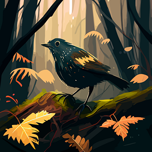 vectorial bird in a forest