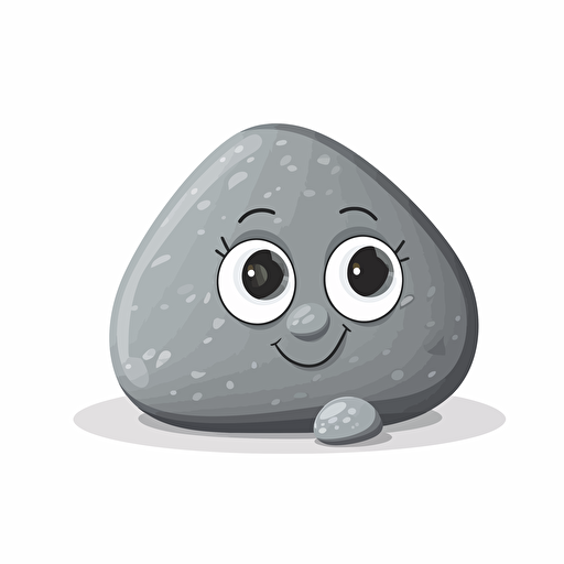 vector art illustration of one grey pebble stone for a kids book, white background,