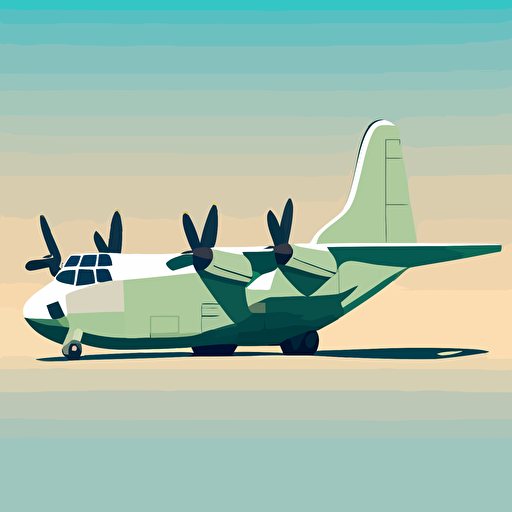 cartoon style c-130 airplane, vector, minimal