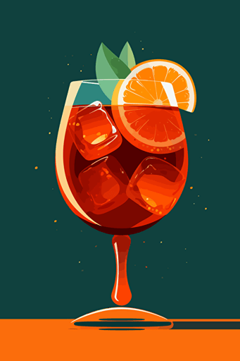 Aperol Spritz cocktail, vector, minimal