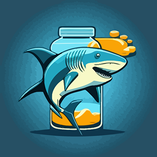 a tiger shark as a pharmacist vector art, emblem, logo, simple cartoon, 2d