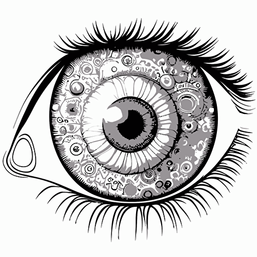 hyper detailed 2d vector coloring page of an eye.