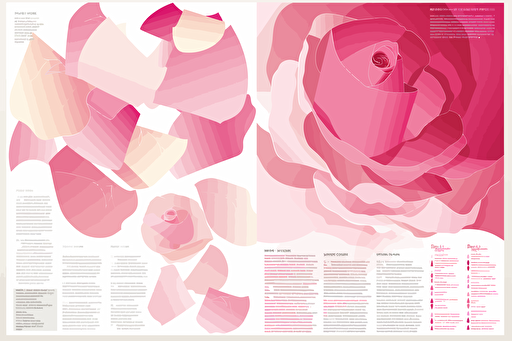 a vectorized sales sheet design layout, full resolution, pink white, pink rose petals, illustrator