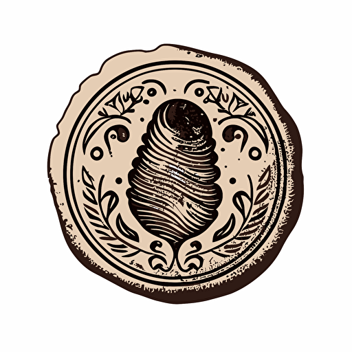 a traditional hand stamp viewed from the top in a vector art style on a white background