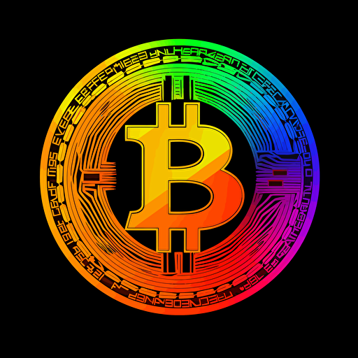 simple btc image, using only maximum of 9 colours, must include btc logo colour, vector art