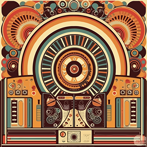 symmetry background image , 70's funk , juke box , poster design , groovy , high detailed , nopeople , vector art
