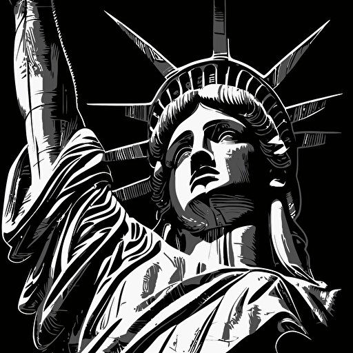statue of liberty vector retro style black and white