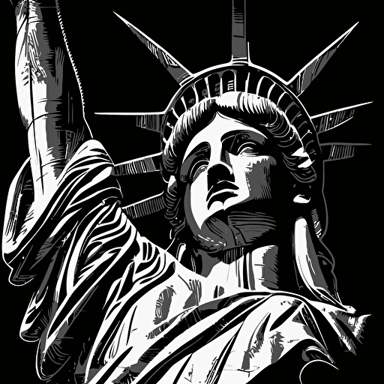 statue of liberty vector retro style black and white