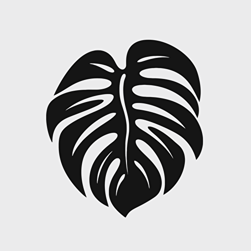 simple vector art, monstera leaf, logo for a skin cream company, black and white, minimal