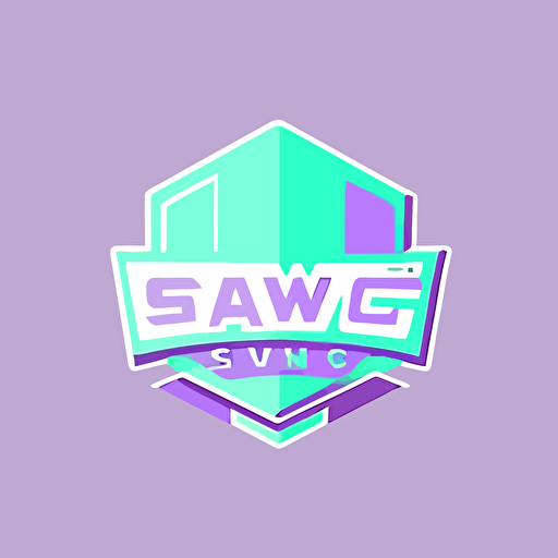 Simple vector logo for FPS gaming team called SWAG, abstract, Primary color: Mint Green. Secondary Color: light purple. Tertiary Color: light grey.