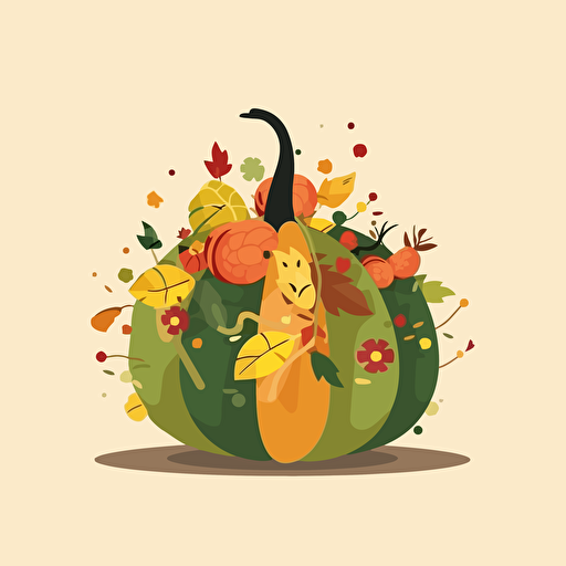 fall gourd, vector flat, PNG, SVG, vector illustration
