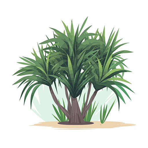flat design, vector illustration, pandanus bush, white background