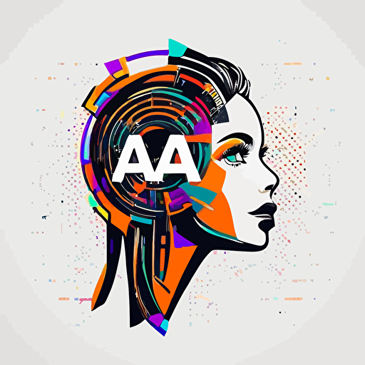 popart logo for AI powered tech and art company, vector, simple