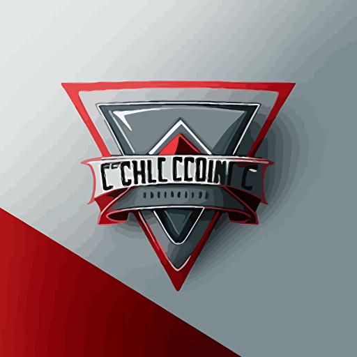 clean vector logo with FC on a triangle form, red and grey