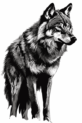 wolf vector black and white on white background
