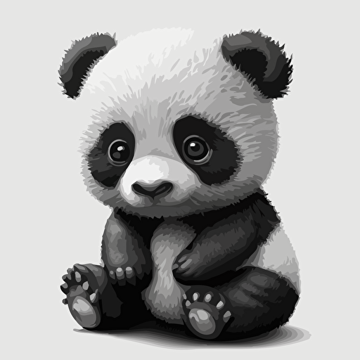 cartoon black and white baby panda vector style