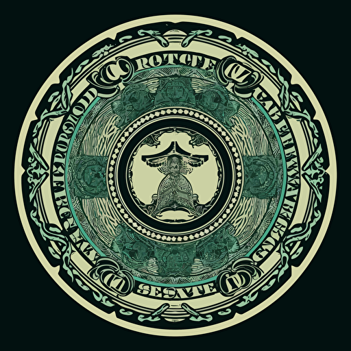 vector logo, us dollar, #0C4B33 on a solid with background. on a dollar bill –no text