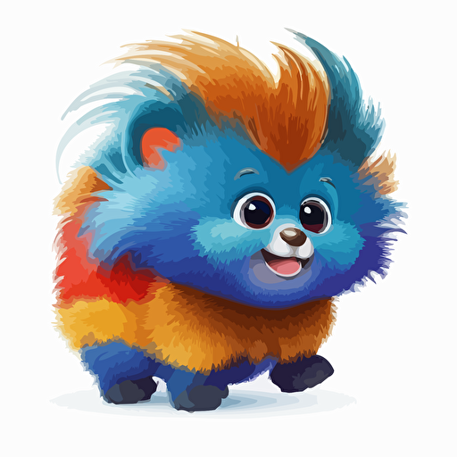 A gorgeus baby fur republican, smiling, ukranian colors, white background, vector art , pixar style