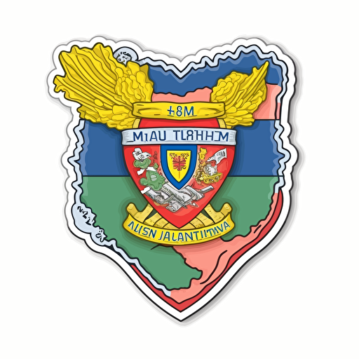 patch with ucranian flag and tizyb, Sticker, Content, Pastel, Deviant Art, Contour, Vector, White Background, Detailed