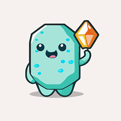 An emblem logo with a cute golem and a gem. flat vector minimal gollem.io