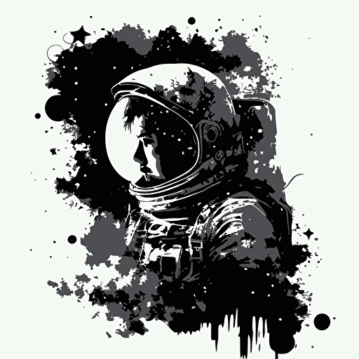 black grunge astronaut, vector logo, etheral high resolution ar 3:2