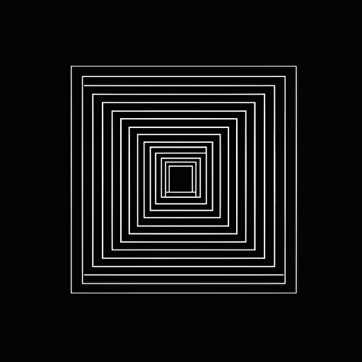 all-white vector logo over a black background, hyper-minimalist, optical illusion
