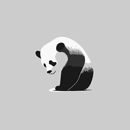an abstract panda logo. Behind angle. Black and white vector. Minimal. Simple. Clean. No detail. No texture. Abstract. Basic.