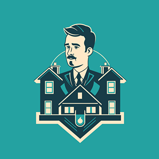 simple logo for doctor with real estate, retro, vector flat, PNG, SVG, flat shading, solid background, mascot, logo, vector illustration, masterwork, 2D, simple, illustrator
