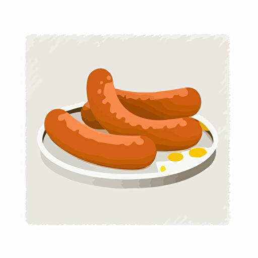 flat vector illustration of sausages a white background