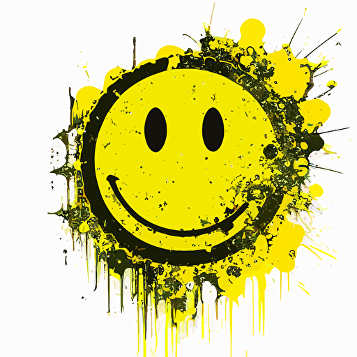 old schoolacid rave smiley face, yellow on whte backround, acid house, 303, techno, vector, hd, high res