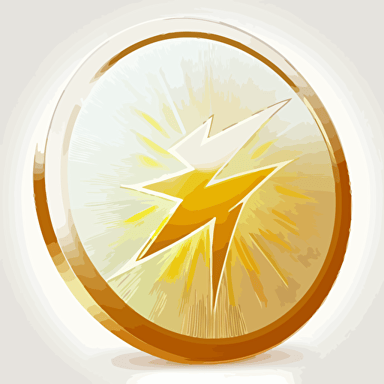 Gold coin icon. he is on the verge, the angle is 3/4. There is a magical glow around the coin. Bright and voluminous, vector. White background