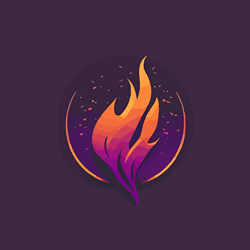 fire in a minimalist logo design, vector art, rounded, crypto, purple