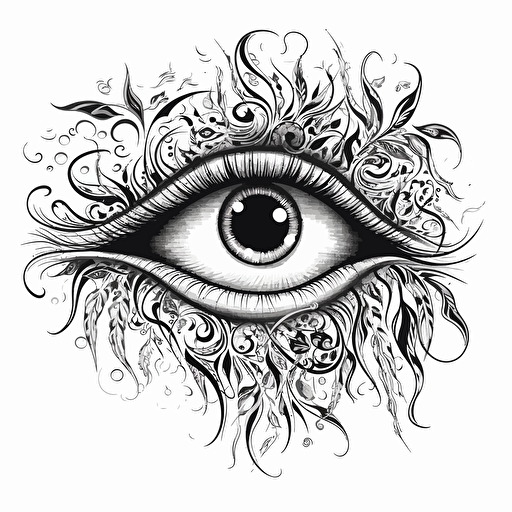 black and white vector eye design illustration high quality and mystical look v5.1
