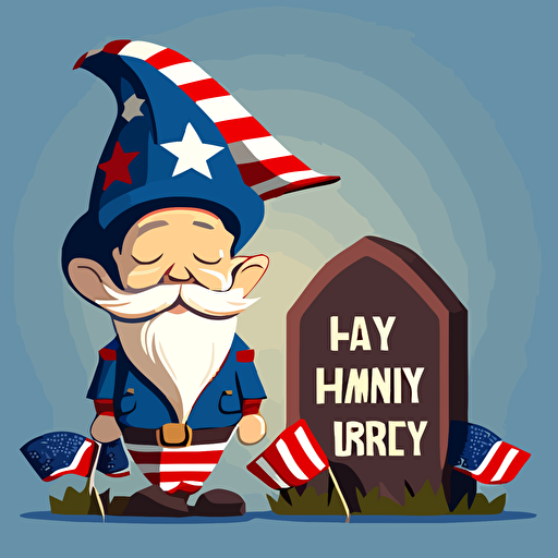 cartoon happy gnome memorial day vector style