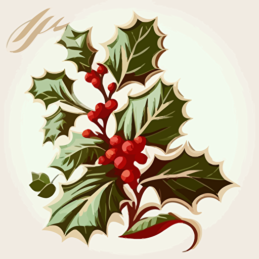 holly flowers, vector illustration style, no gradients, 90s cartoon style, white background