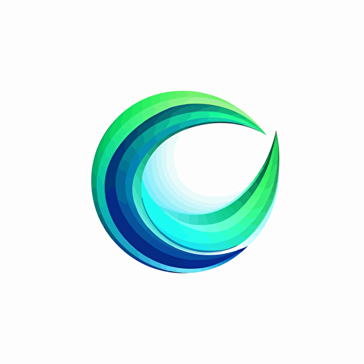 simple modern logo in futuristic design, 2D flat vector, blue and green color gradient, white background, clean design, minimalistic